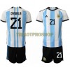 Original Trikotsatz Argentinien Paulo Dybala 21 Heimtrikot WM 2022 Für Kinder